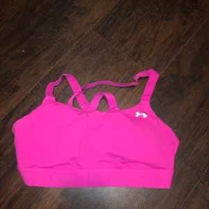Hot pink crisscross back sports bra